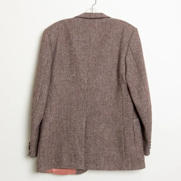 Vintage Harris Tweed Brown Wool Blazer 40R Handwoven Scotland - Picture 3 of 15